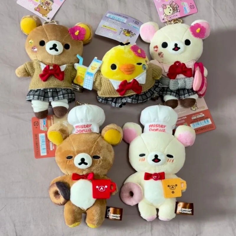 Nuevo colgante de muñeco de peluche de Chef de oso relajante, uniforme brillante de Escuela Japonesa, oso de postre Korila Kuma, bolsa de juguete de peluche, llavero con dije