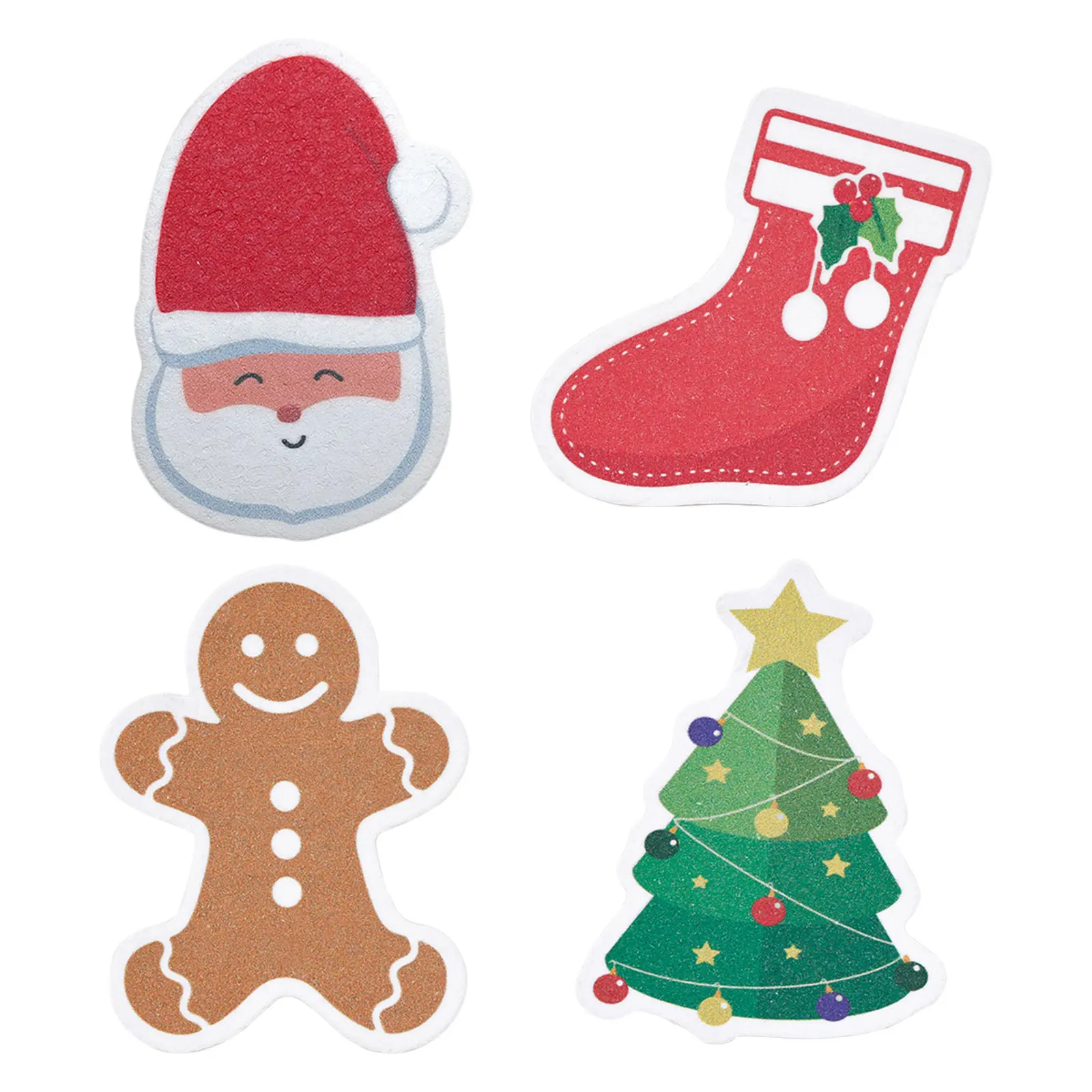 

4pcs Christmas Dish Sponges Wood Pulp Cleaning Sponges For Kitchen Non-Scratch Reusable Absorbent Sponge Holiday Dishwashing