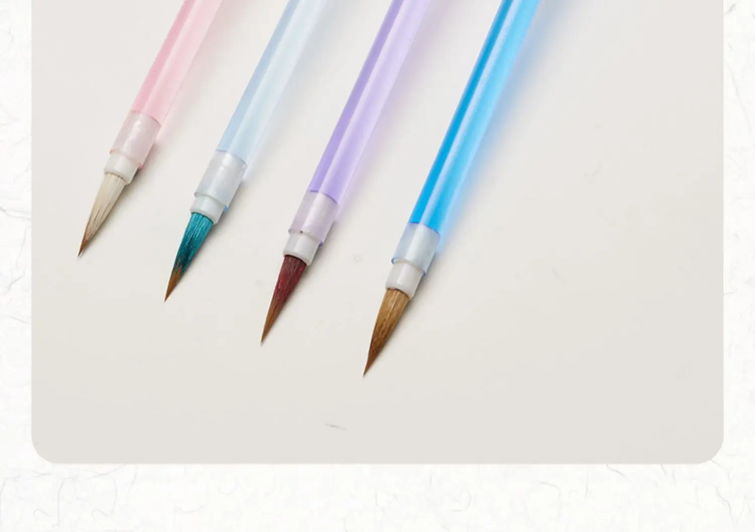 Kleiner Pinsel und Profi-Kalligrafie-Stift aus Wolfshaar mit dünnem Goldkörper und transparentem Acryl-Griff für Schreibübungen – Detail 7