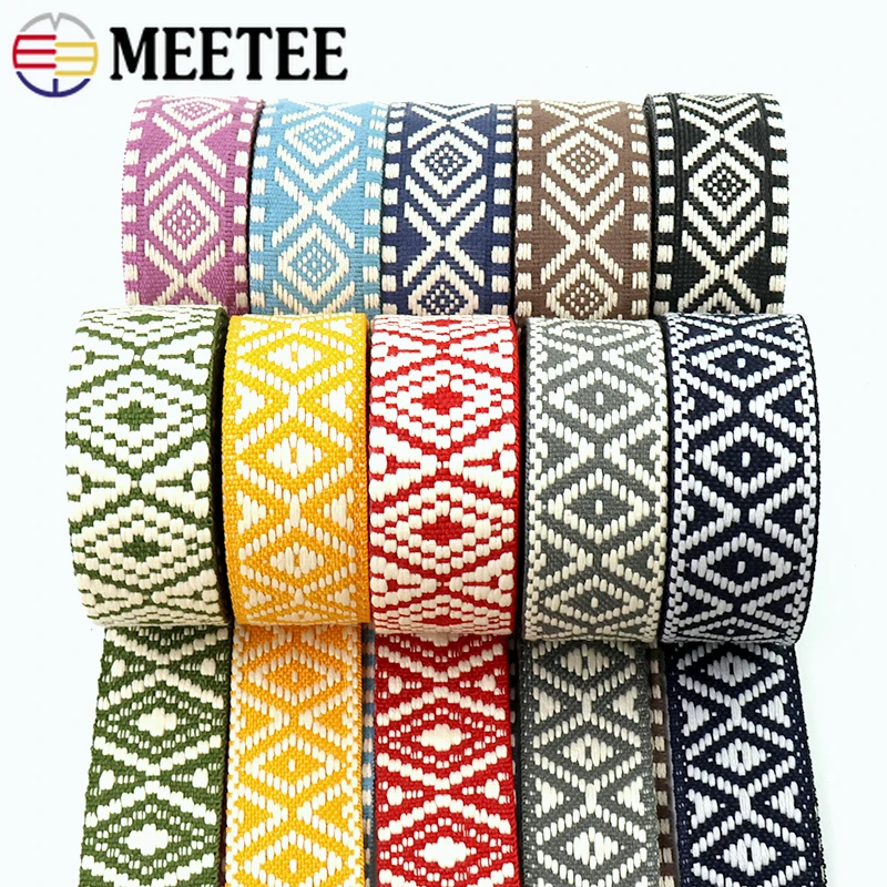 

2-10M 38mm Jacquard Cotton Webbing Strap Bag Shoulder Belt Ribbon Tapes Waistband Dog Leash Band DIY Garment Sewing Accessories