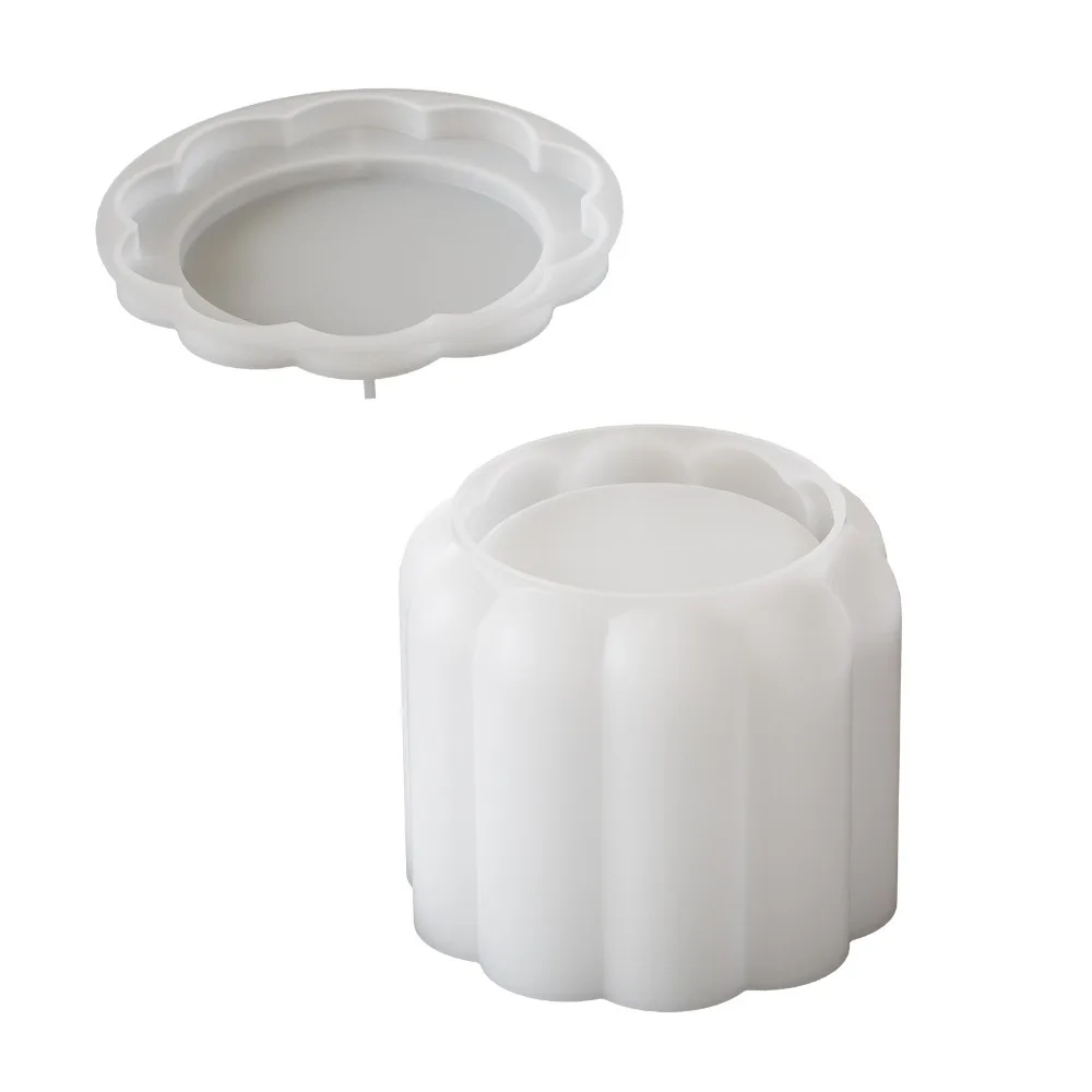 

3D Candle Jar Silicone Mold DIY Crafts Handmade Stripe Flowerpot Mold Elegant Gypsum Epoxy Resin Mold Holiday Party Gifts