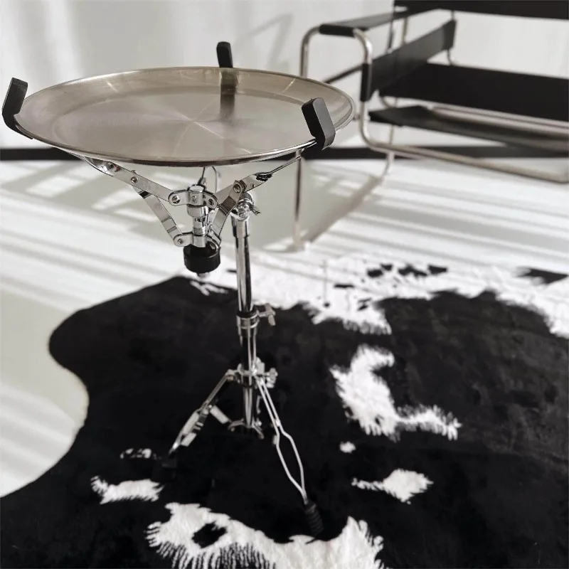 Adjustable Height Coffee Table Stainless Steel Shelf Organizer Save Space Sofa Side Table Light