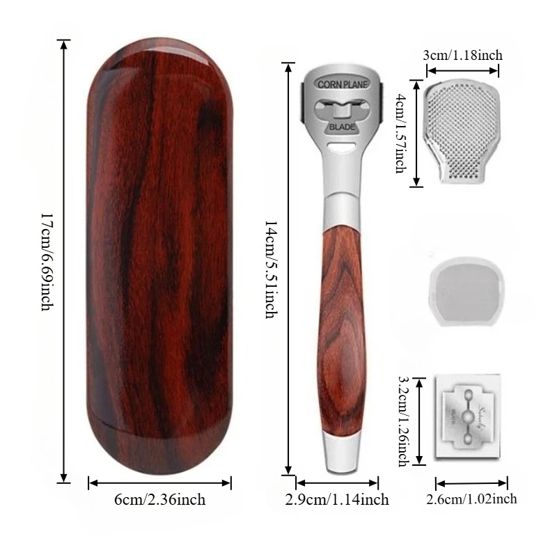 4pcs/set Wood Handle Foot Callus Shaver Heel Feet Skin Shaver Corn Cuticle Cutter Remover Pedicure Razor Portable Foot Care