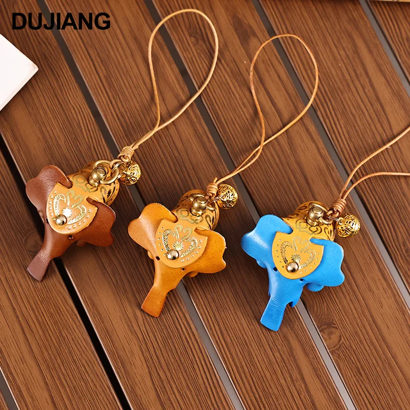 

Creative cute baby elephant bag small pendant genuine leather handmade animal mini doll keychain pendant fashion accessories hig