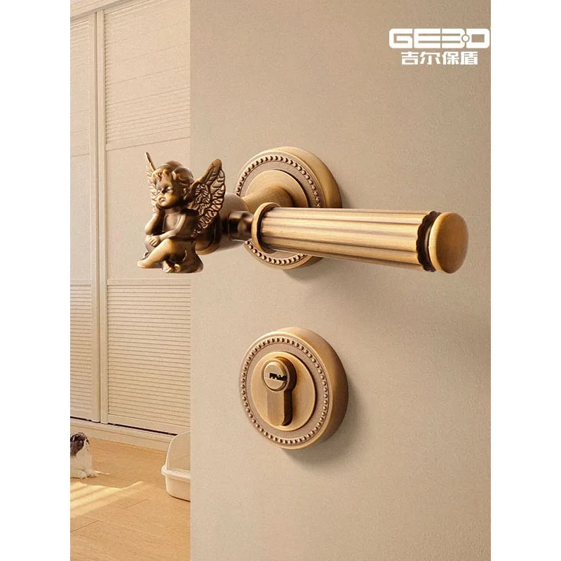 

Дверной замок YFY French Little Angel, латунная ретро-ручка для двери, американский бесшумный магнитный замок для межкомнатных дверей.