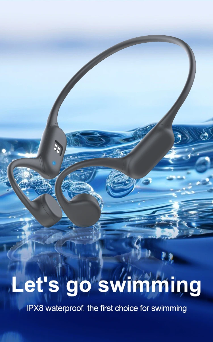 Bluetooth 5.4 Bone Conduction Earphones IPX8 Waterproof MP3 Player Hifi Ear-hook Wireless Headphone With Mic Headset For Swimmin