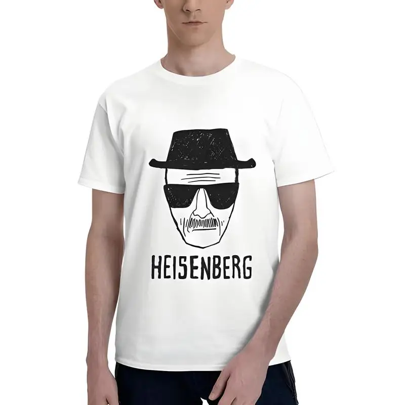 Men's Cotton Short-Sleeve Round Neck Short Sleeve Tee - Breaking Bad Heisenberg Walt White Printed, Breathable Soft Unisex Fabric, Casual Wear Sporty Top, Gym Streetwear Casual Sports Top (Matching Compatibility)