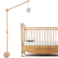Wooden Crib Mobile Holder With Clockwork Music Box Crib Bed Bell Hanging Toy Holder Newborn Gift Rotates Crib Decoration Boom