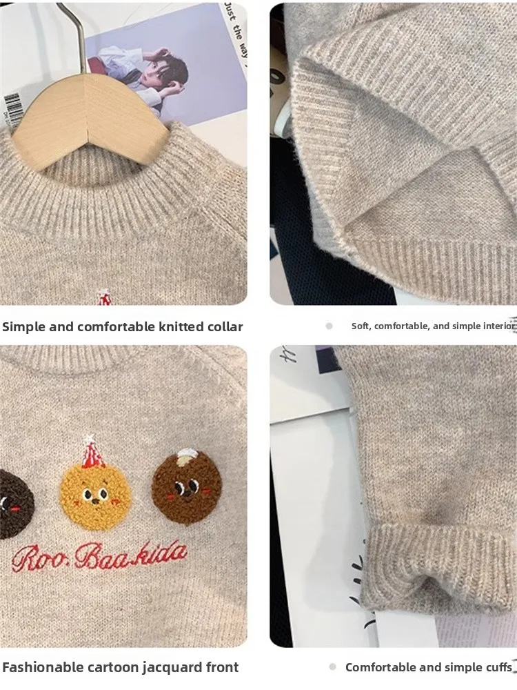 Girls Knitted Sweater Autumn Winter Thiened Children's Knitwear Faionable Baby Base irt Commute Sle Silk Material