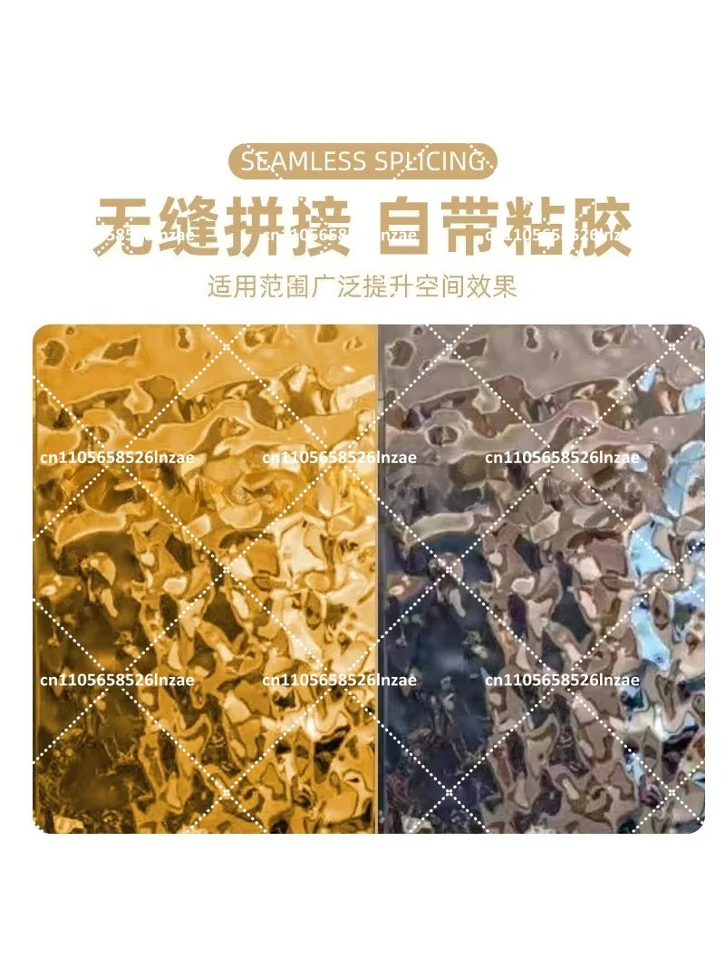 0.6mm Extra Thick Stainless Steel Water Ripple Ceiling Wallpaper, Modern Metallic Finish for Living Room & Kitchen