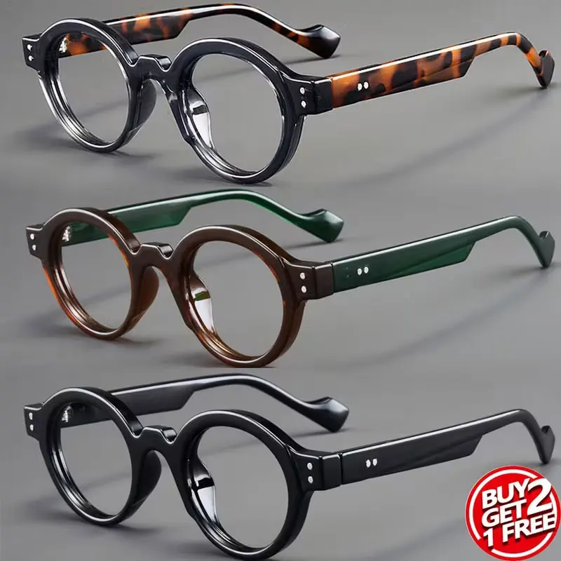 3-Pack of Stylish Classic Retro Round Trendy High-Definition Reading Glasses, Multi-Pack Set, Lightweight and Portable, Suitable for Daily Use at Home, Office, or When Going Out, Available in Prescriptions from +1.0 to +3.5