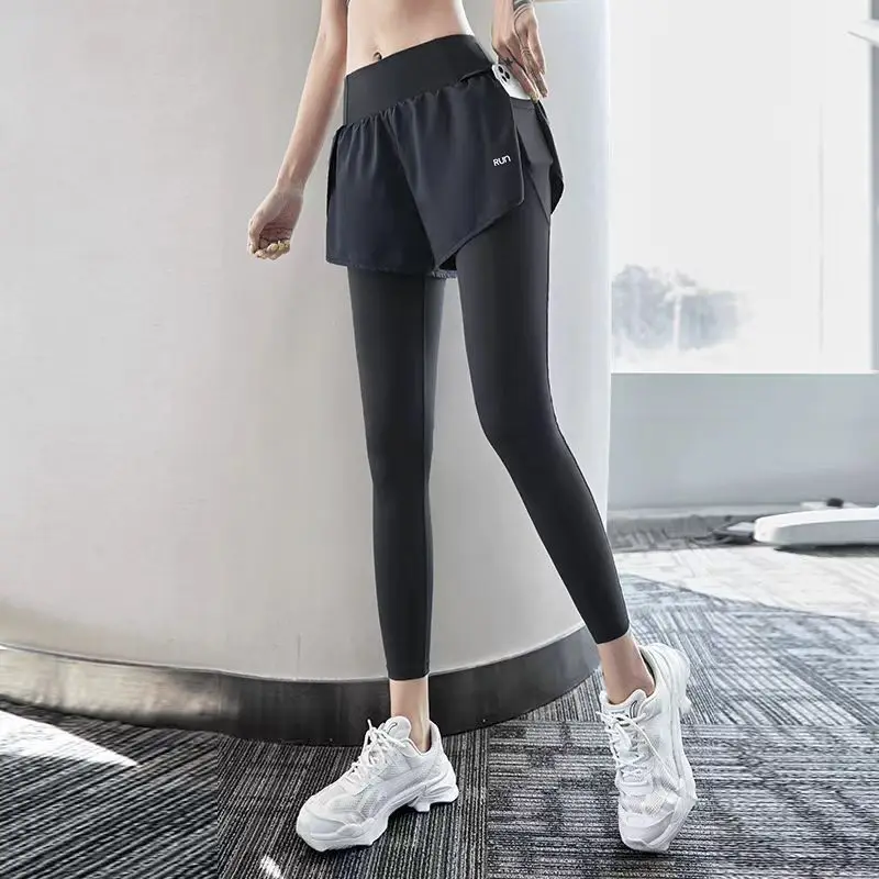Women's Summer Hot Sale Yoga Breathable Quick Drying Yoga Pants Fitness Cycling Pockets High Waist Running Workout Gym Clothing