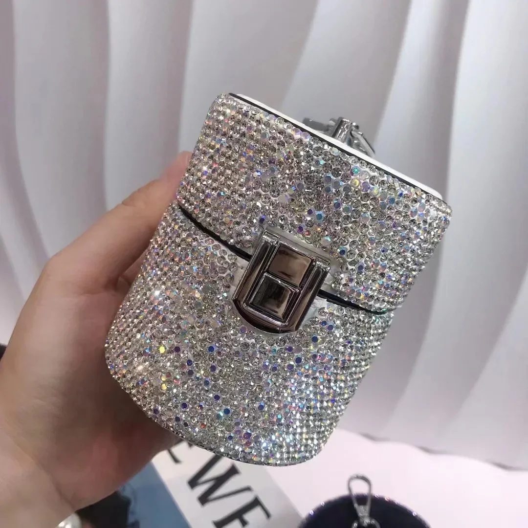 Sparkling Diamond Bucket Crossbody Bag Mini Women's Shoulder Messenger Bag with Chain Wallet Designer Handbag Ball Evening Bag