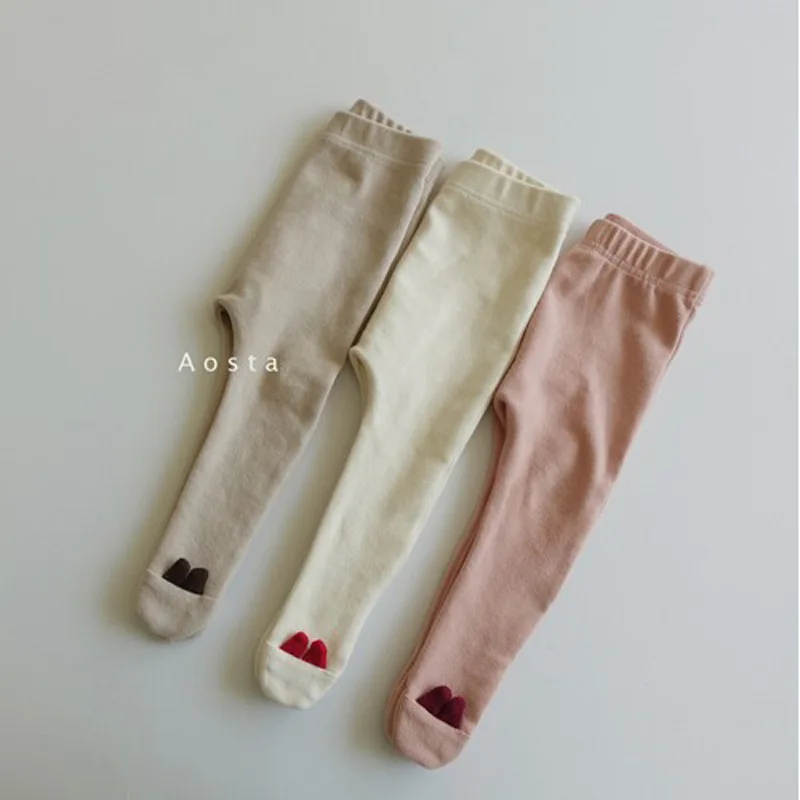 Chaussettes coréennes pour tout-petits, legging en coton, solide, mignon, oreille de lapin, patché, chaussettes pour bébés, nouveau-né, printemps, automne, 2024