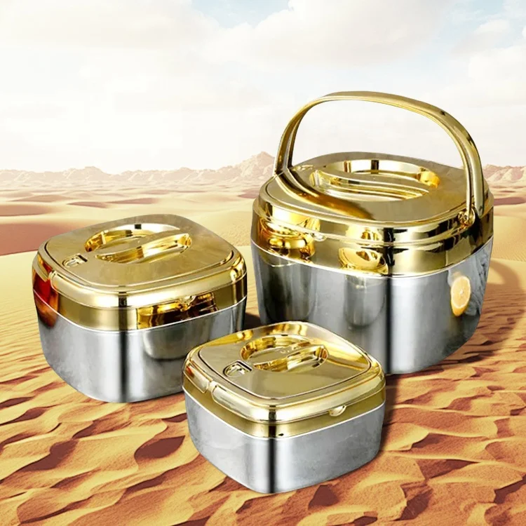 

Arabic Gold Luxury 2l 5l 10l Hot Pot Food Warmer Stainless Steel Food Warmer Set Insulated Lunch Boxes Set