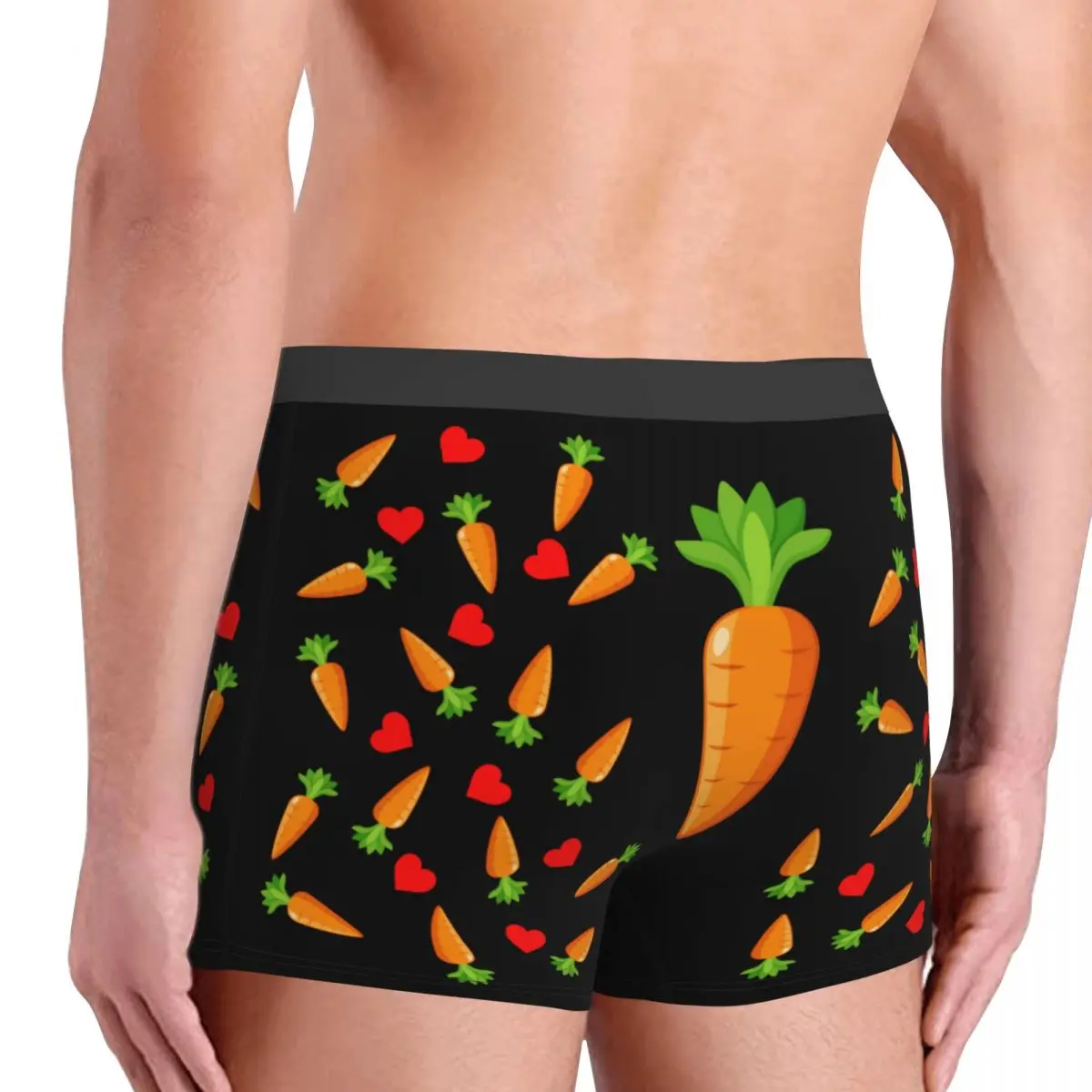 Celana Dalam Wortel Kustom dengan Hati Pakaian Dalam Pria Celana Boxer Kustom Personalisasi Cetak Celana Pendek Celana Dalam Sejuk