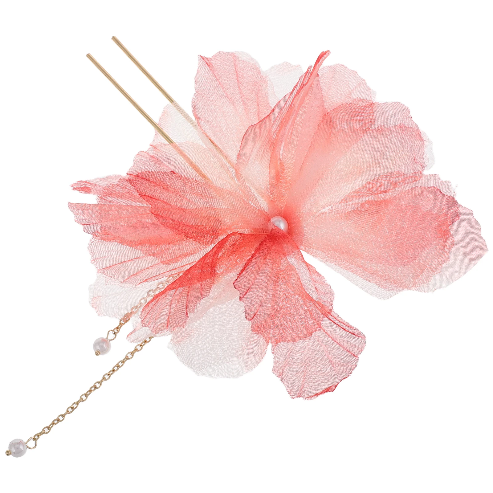 

Vintage Flower Pearl Tassel Hairpin Durable Elegant Chinese Style Clip For Women Hanfu Accessories Updo Ponytail Bun Thin Thick