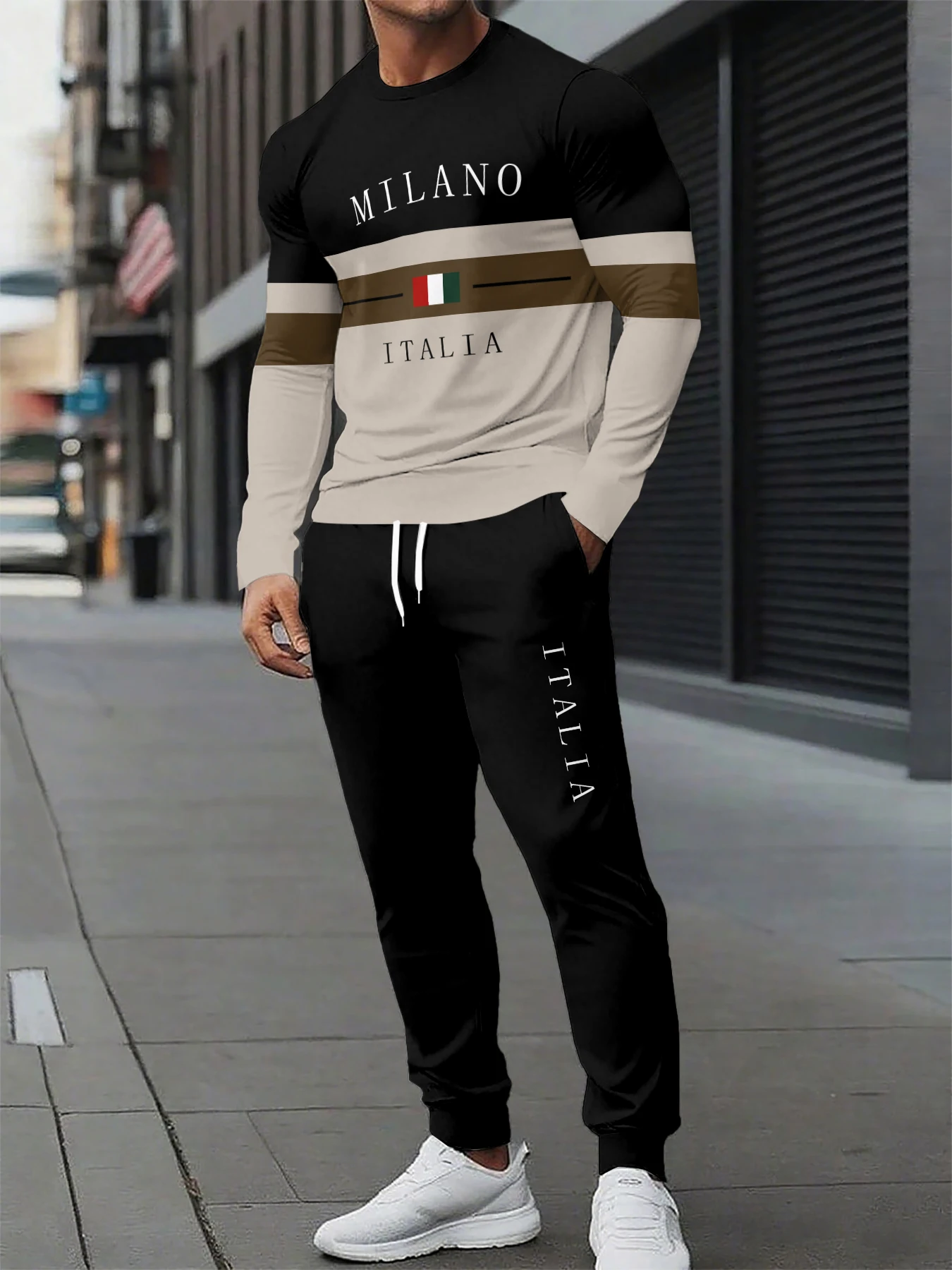 

Autumn and Winter Men Long Sleeve Set Men Sports Long Sleeve Set Popular Printed Pattern Men Fashion and Street Set Quick Drying