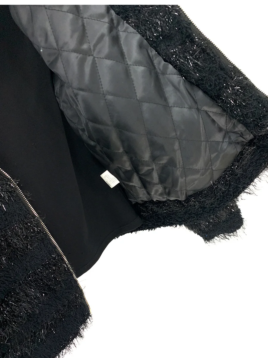 Winter Tassel Design Short Loose Jacket Stylish Men Fashion Trend Warm Thickened Sequin Zipper Stand Collar Coat