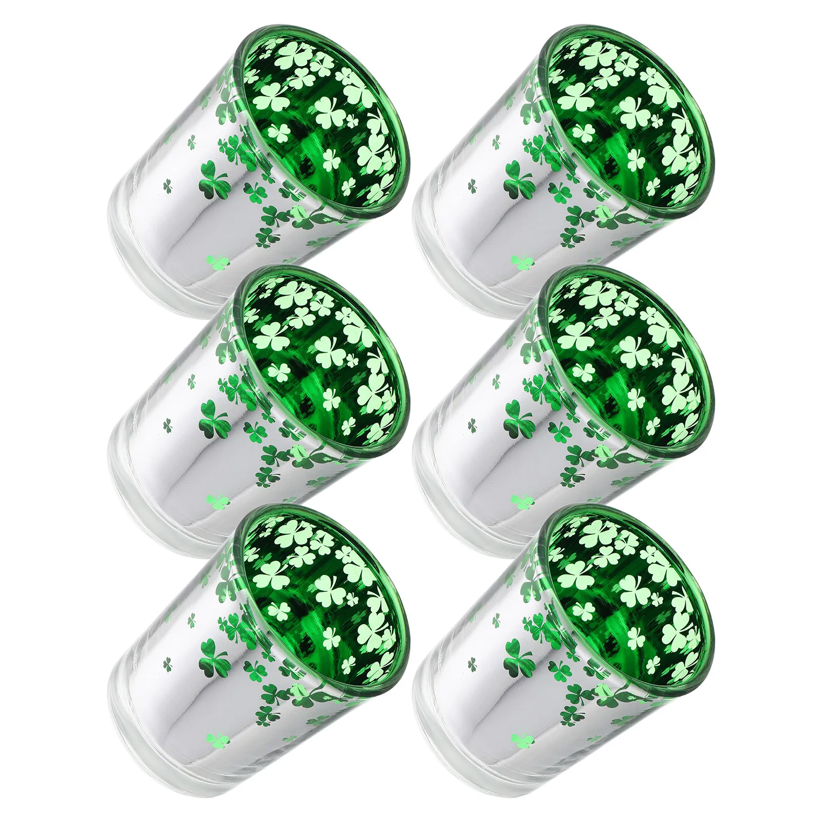 

Shamrock Pattern Green Glass Holder St Patrick's Day Electroplated Tealight Holder Festive Table Centerpiece Holiday