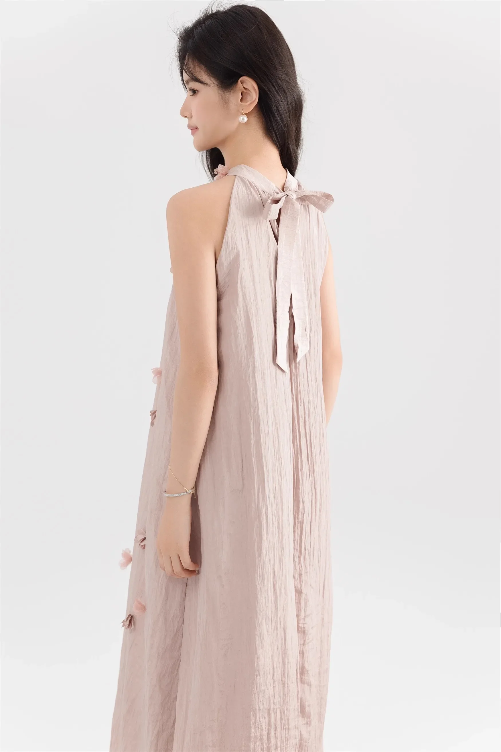 

Hanging Neck Camisole Dress For Women'S Summer High-End Design, Elegant Floral Temperament, Long Skirt