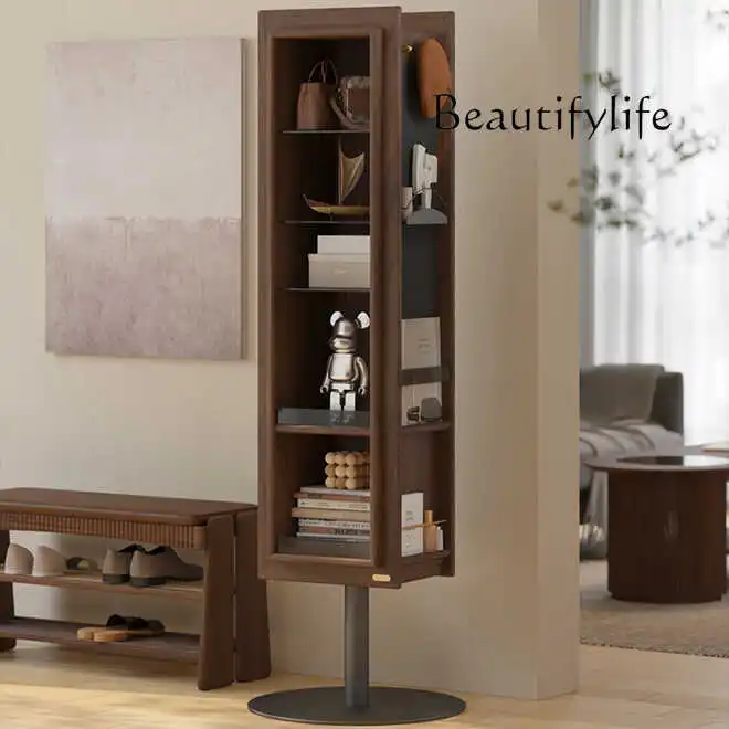 North American rotating mirror cabinet, household mirror magazine rack, floor standing multifunctional cabinet, full body mirror