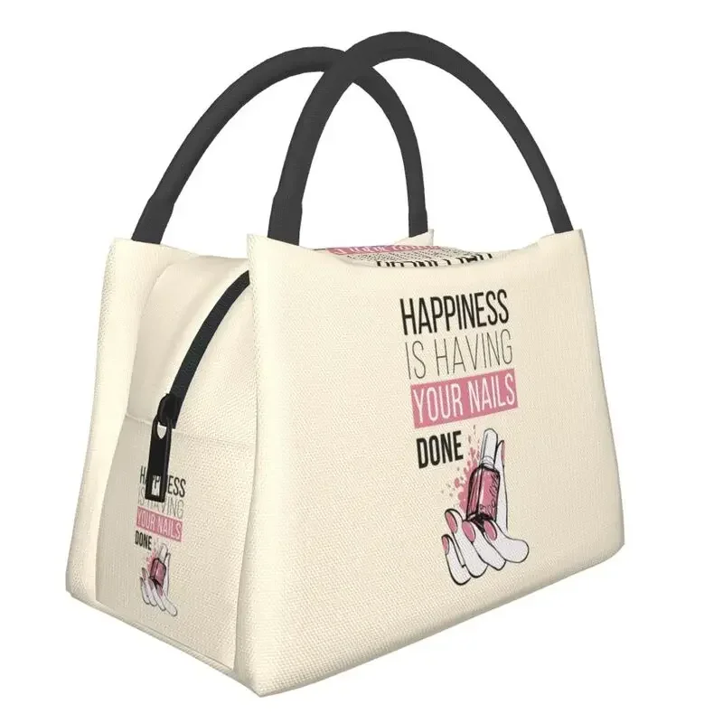 

Изолированная сумка для обеда с рисунком лака для ногтей для женщин, маникюр, маникюр, маникюр, термохолодильник, сумка для обеда, офисная сумка для пикника, путешествия