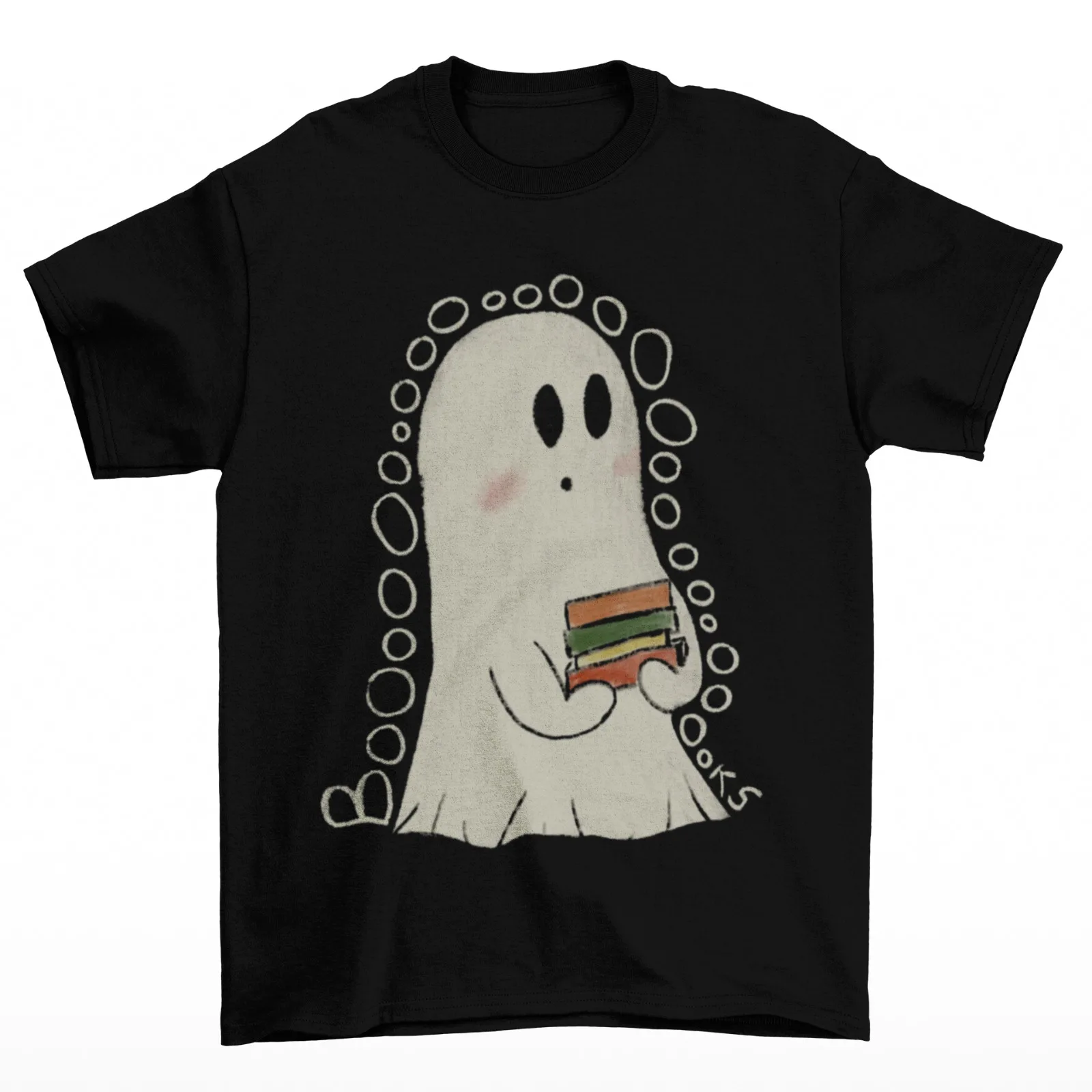 

Футболка Ghost Books Cotton Boo Хэллоуин Библиотека Учитель Библиотека Школа