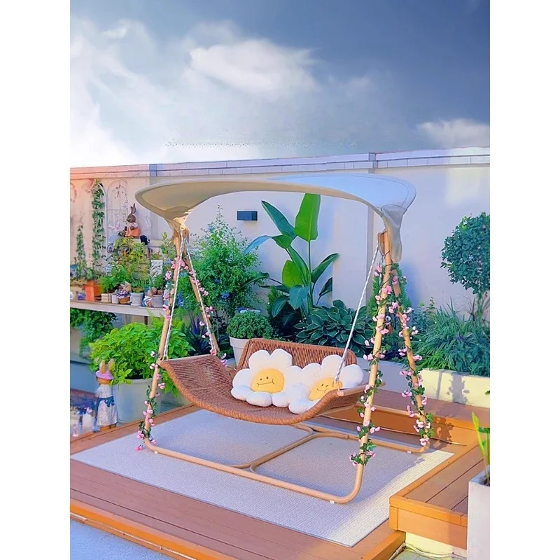 

Двойное кресло-качалка для виллы, уличное кресло-качалка для двора, террасы, сада