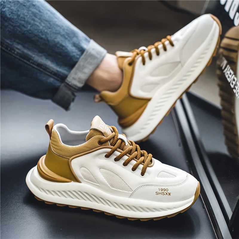 Men Shoes Green Thick Sole Platform Wave Shoes Student Sneakers Increase Height Men Walking Shoes Fashion Male Shoes 