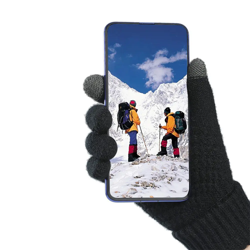 2pcs Touch Screen Warm Gloves For Women Men Winter Knitted Thermal Hand Protectors Jacquard Design Cold Fit