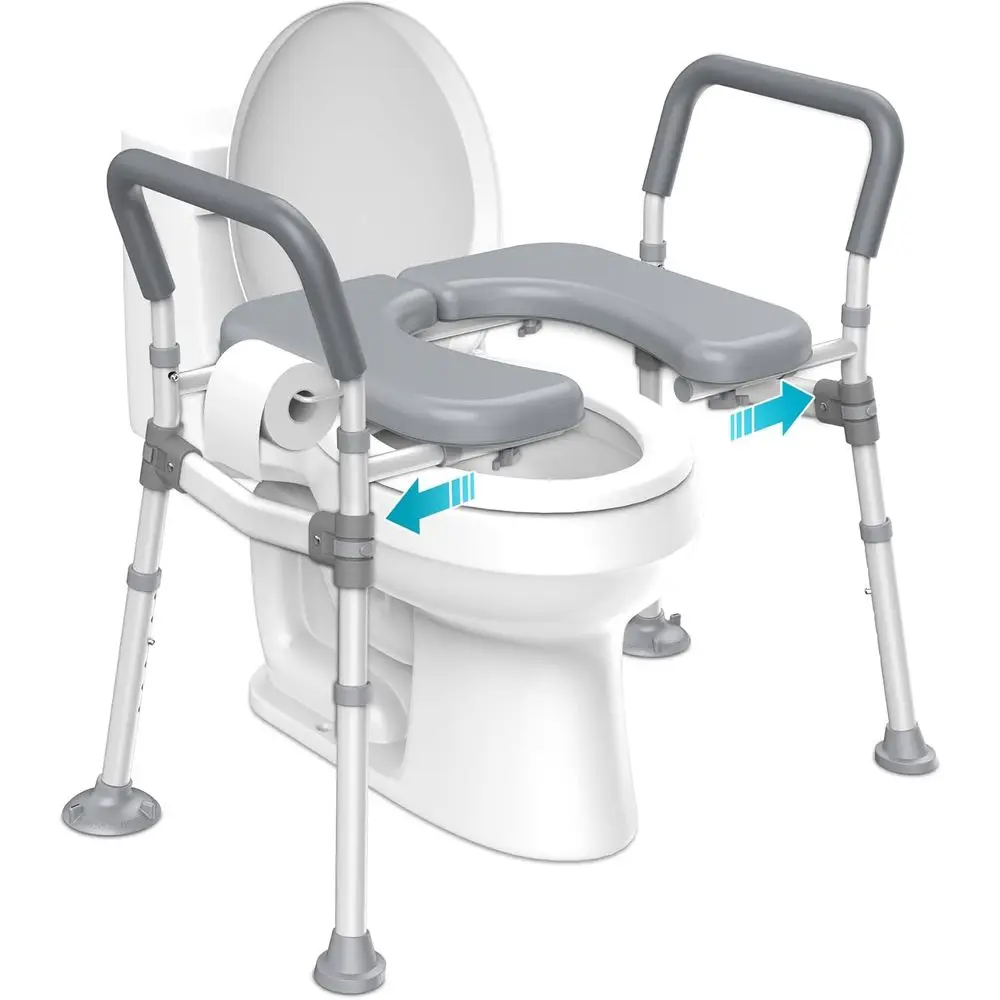 

Подставка для унитаза или сиденье-подъемник для пожилых людей, усиленное сиденье для унитаза с ручками, регулируемое по ширине и высоте, приподнятое сиденье для унитаза для пожилых людей