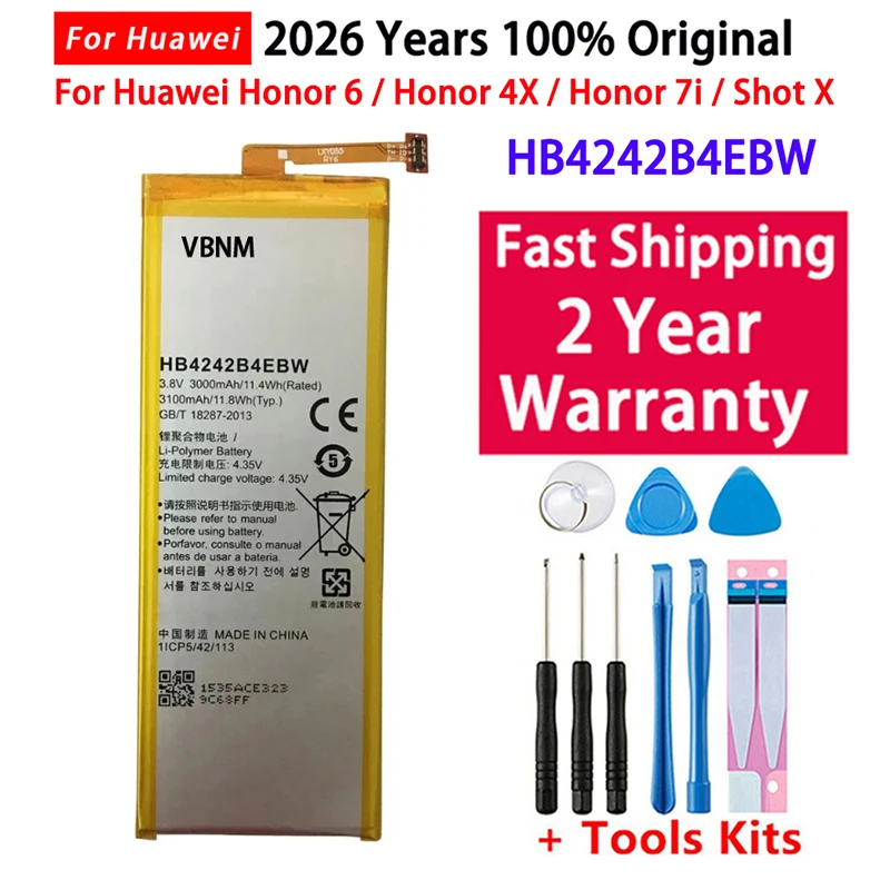 Batería de repuesto para teléfono Huawei HB4242B4EBW para Huawei honor 6 H60-L01 H60-L02 H60-L11 H60-L04 honor 4X 3000mAh + herramientas gratuitas