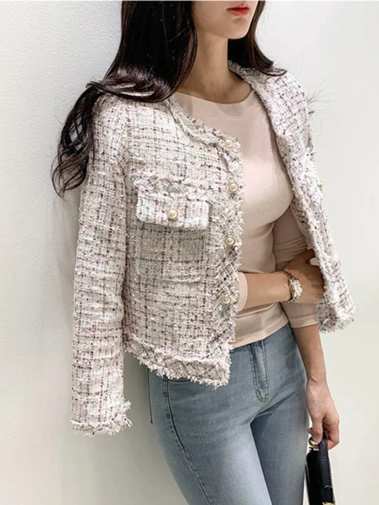 Primavera outono nova versão coreana moda elegante em torno do pescoço aberto cardigan casaco feminino curto engrossado lã malhas jaquetas