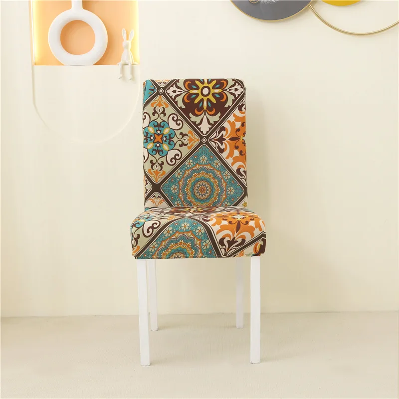 Geometric Pattern Chair Cover High Aesthetic Soft Full Coverage Elastic Chair Cover Machine Washable Anti-Pilling Seat Protector