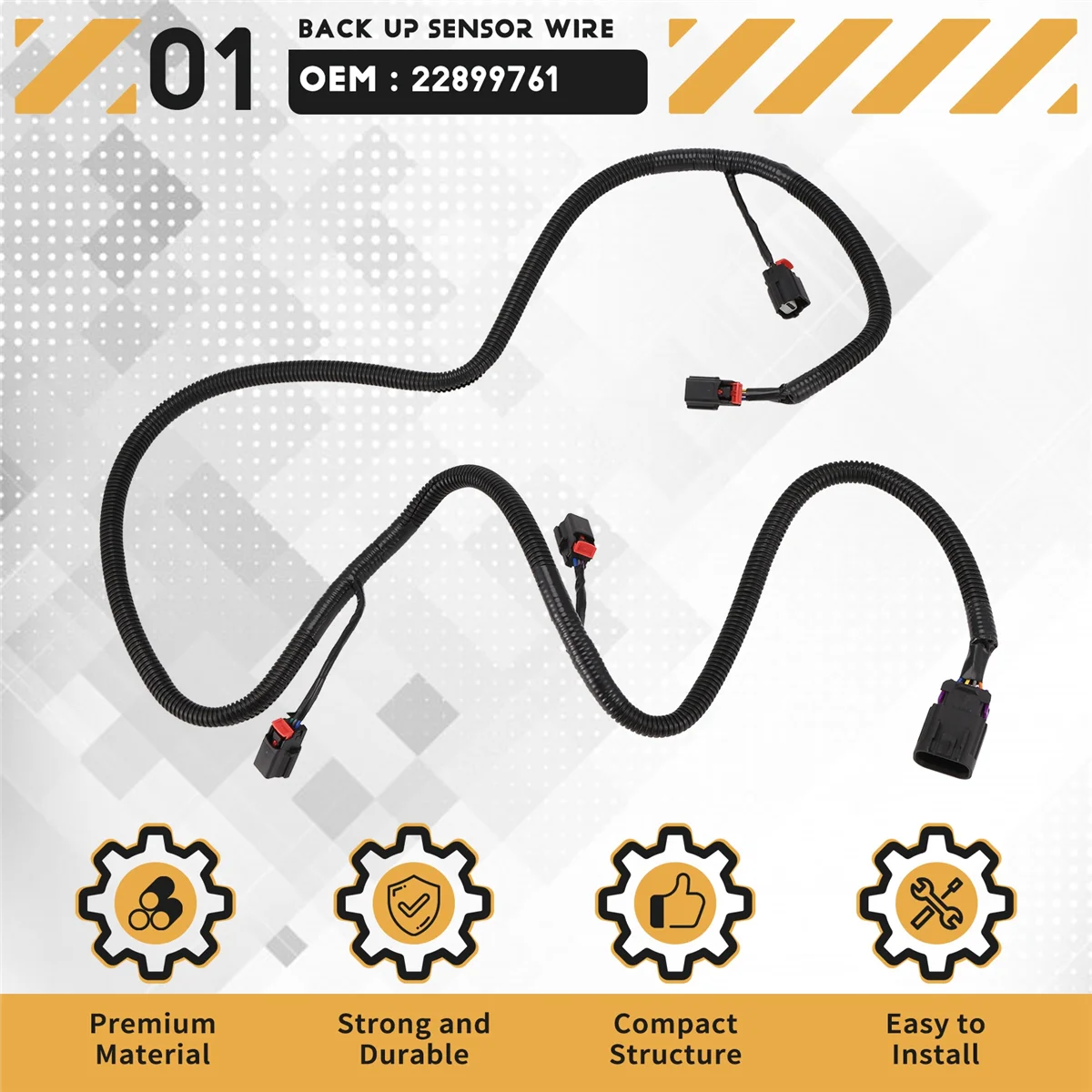 #86N Automotive Parts & Accessories,For Chevrolet Suburban Tahoe GMC Rear Back Up Sensor Wire Harness,Black view 2