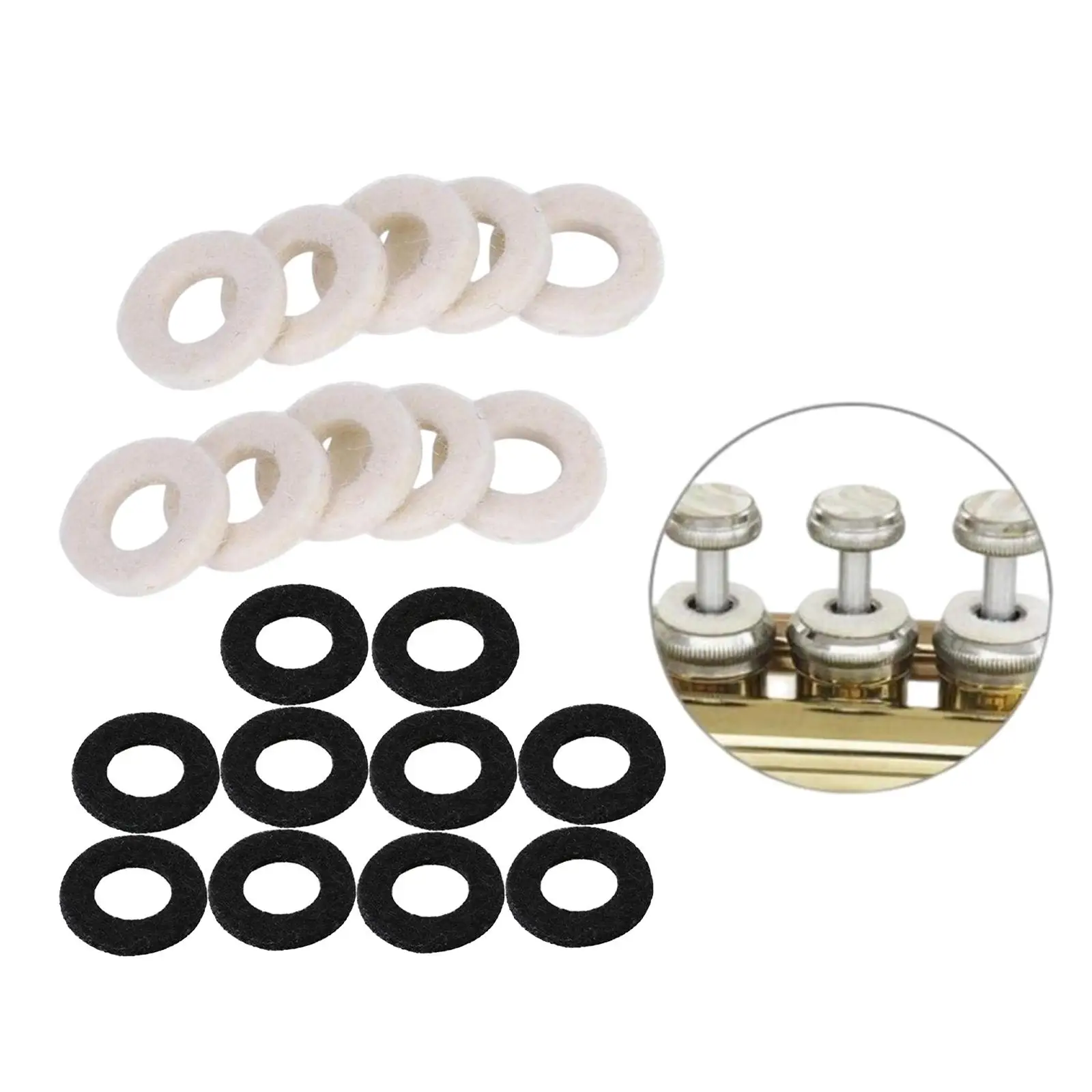 10x Felt Washer Pad Fittings Repair Tool Durable Universal Replacement Part Set Lightweight for Trumpet Trombone Cornet