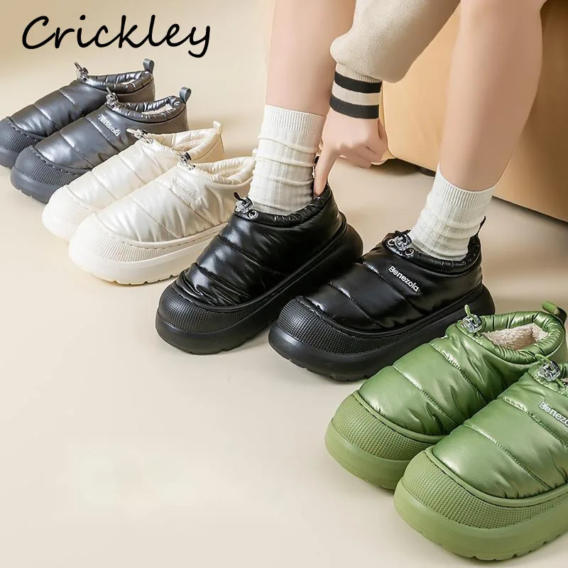 

Winter Solid Women Cotton Shoes Plush Warm Thick Female Man Home Slippers Waterproof Soft Bottom Woman Family Slippers