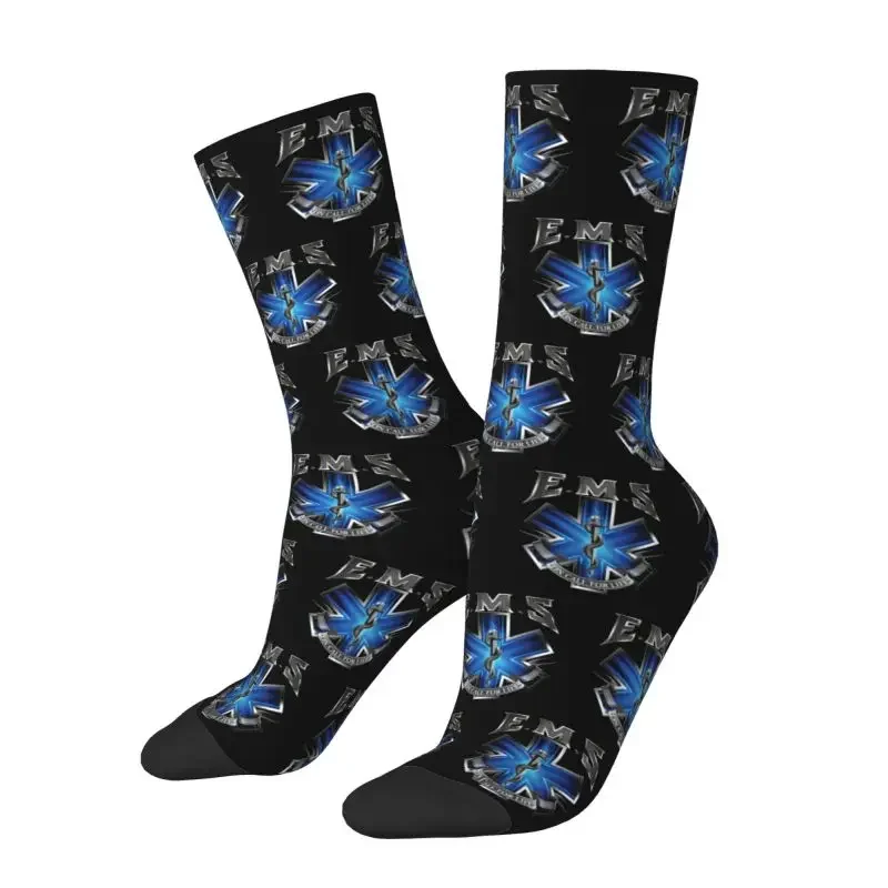 

Ems Star Of Life Mens Crew Socks Unisex Cute Emt Summer Novelty Street Style Crazy Dress Socks