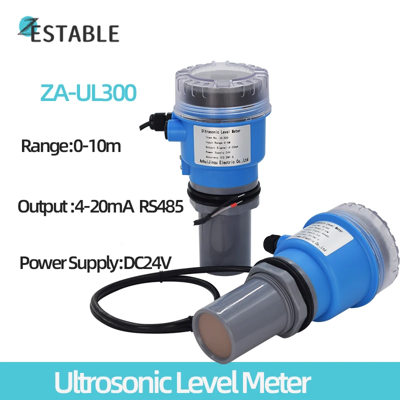 ZA-UL300 Ультразвуковой датчик уровня воды Диапазон 0–15 м Резервуар для воды Глубина жидкости Гидростатический датчик уровня 4–20 мА Аналоговый выход RS485