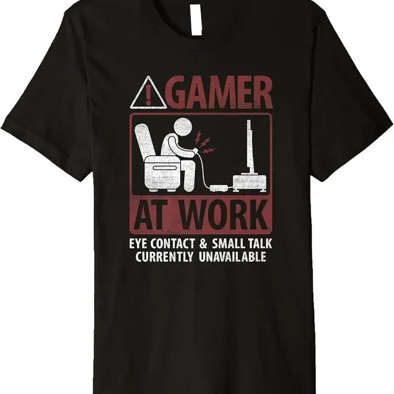 Gamer At Work Eye Contact & Small Talk Unavailable Premium T-Shirt