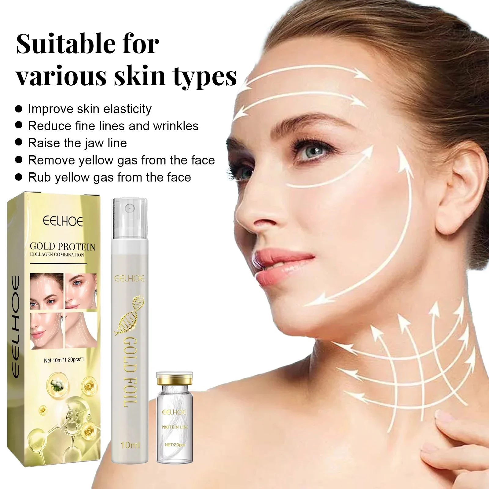 Collagen Protein Thread Instant Wrinkle Remover Serum Set Lifting Firming Soluble Absorbable Face Filler Anti-aging Skin Care