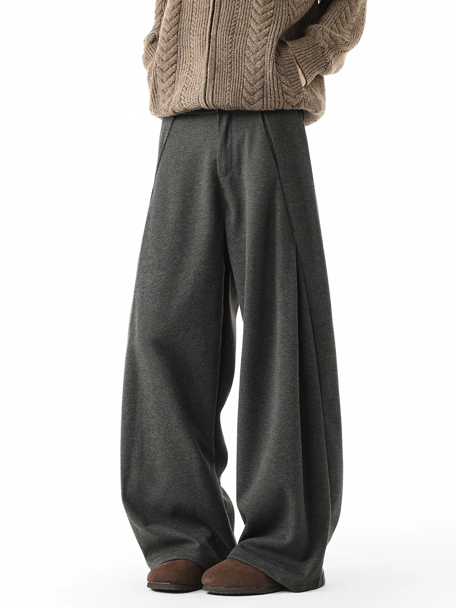 

Мужские зимние шерстяные брюки прямого кроя в американском стиле, повседневные, свободного кроя, для подростков