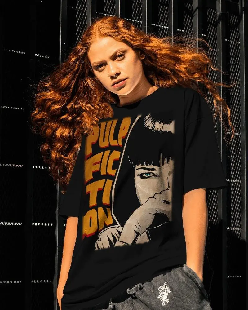 Pulp Fiction Vintage Movie  Quentin Tarantino Film Graphic T-Shirt Cotton Men Women Streetwear Tee