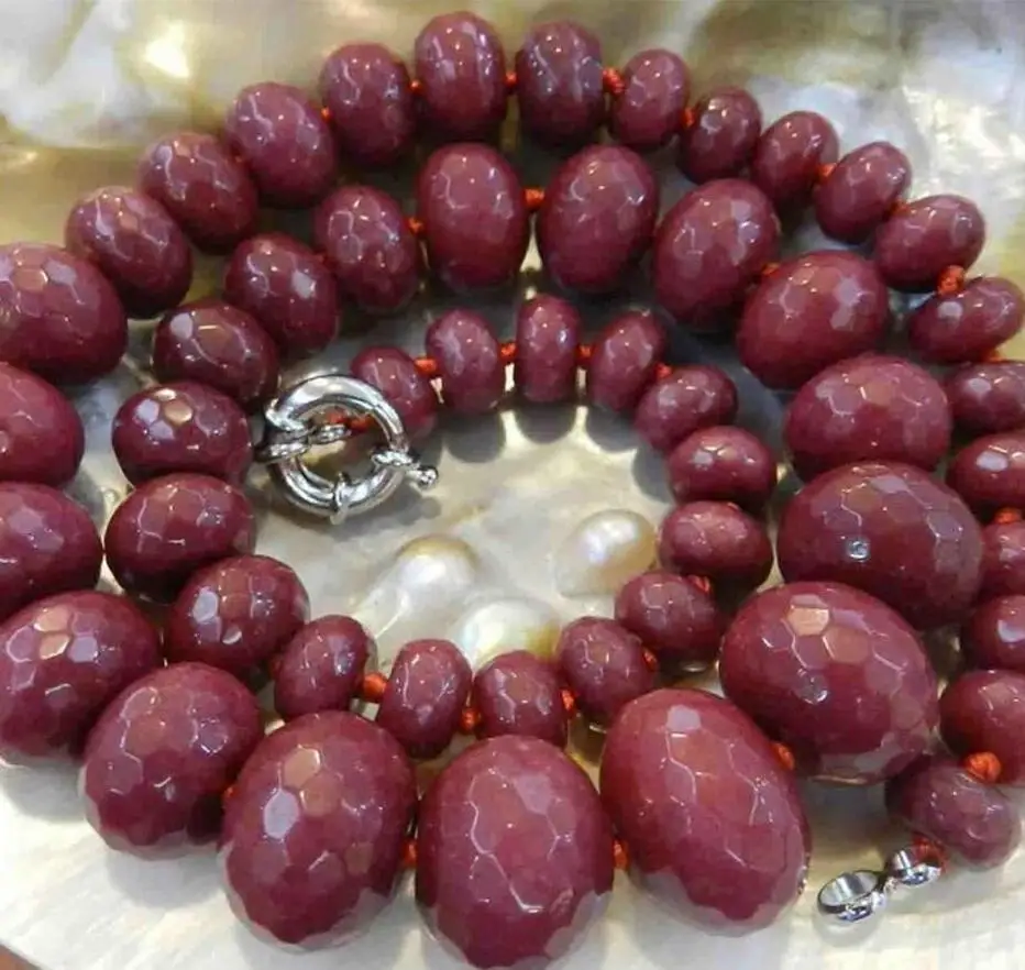 

10-18mm Brazilian Red Ruby Faceted Gems Roundel Beads Necklace 18inch