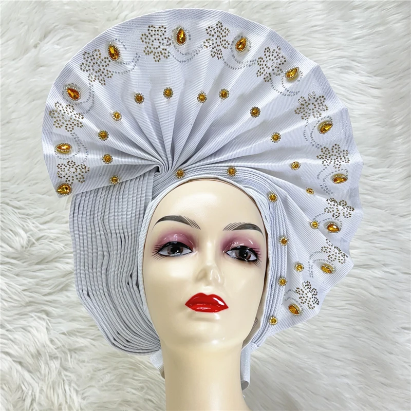 latest aso oke auto gele headtie Already Handmade african Cap Nigerian Wedding Gele women braid turbans Ladies head wraps 9L0624