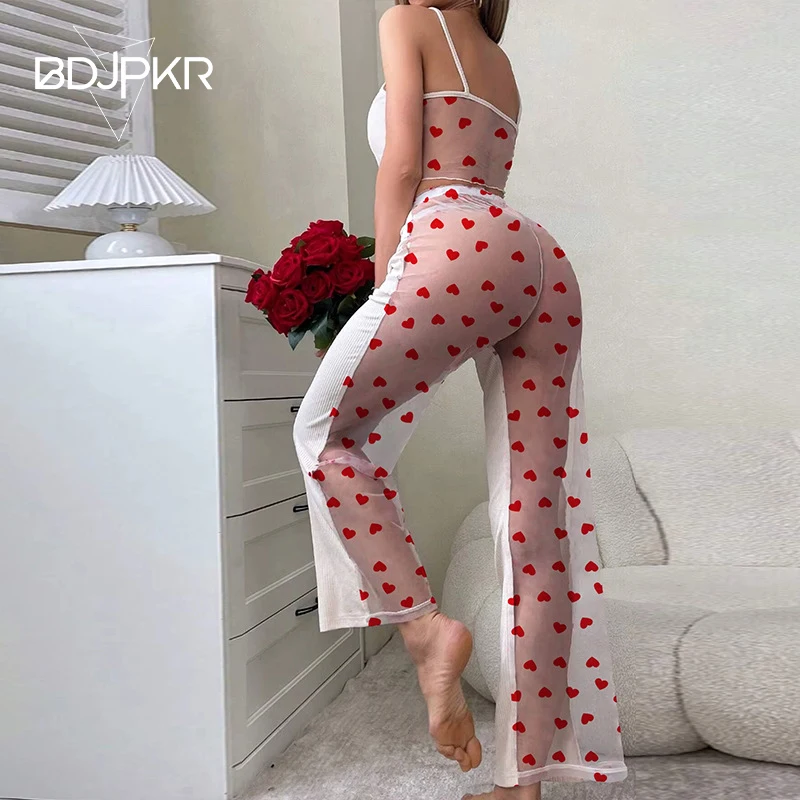 

Pajamas, Women's Thin Camisole, Pants, Sexy And Charming Heart Shape, Bare Back, Sleeveless Set, Home Clothes, Women's Clothing