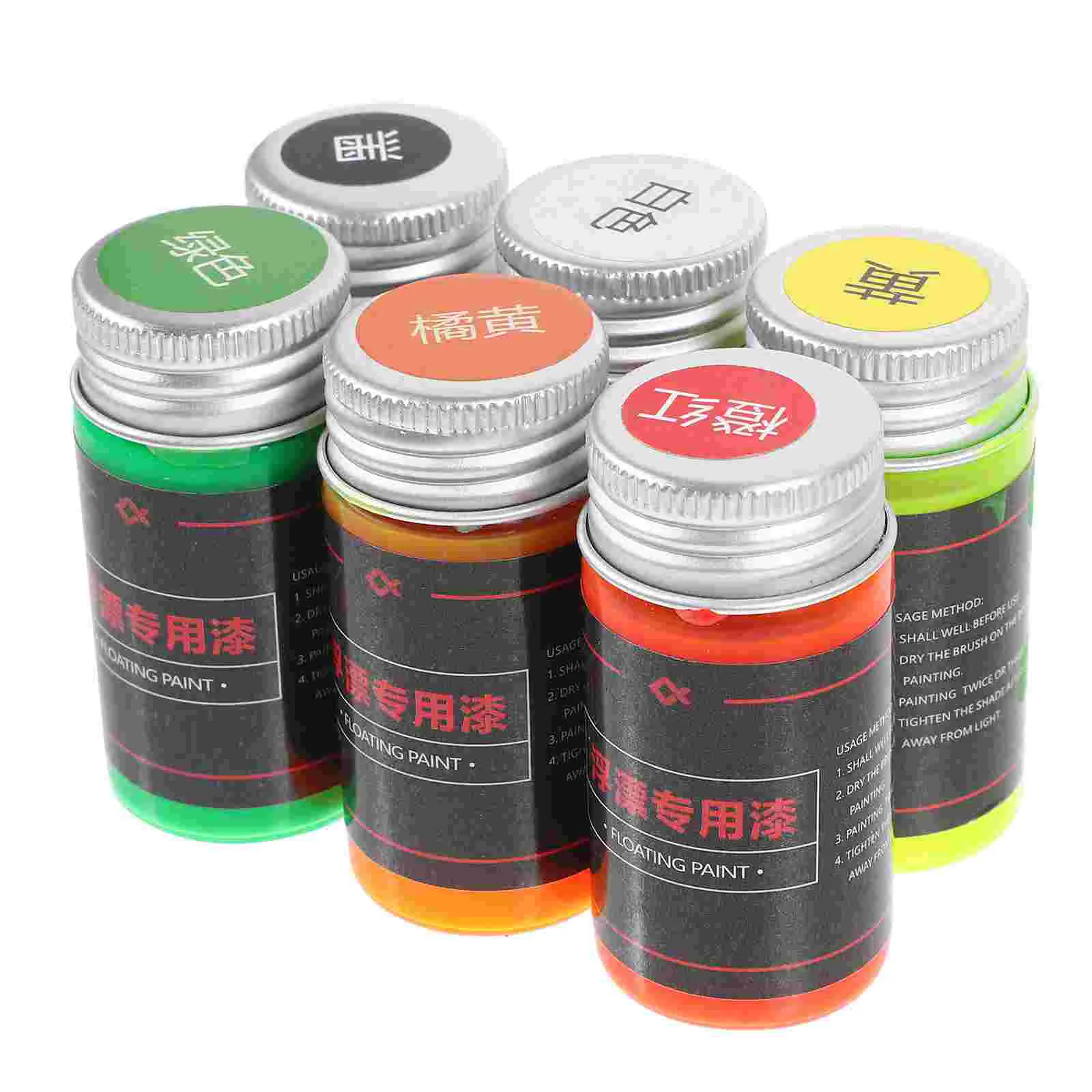 6Pcs Red Yellow Black White Green Oil Paints Set For Bobber Repair Fluorescent Magnifying Paint Fishing Lure Supplies image 2