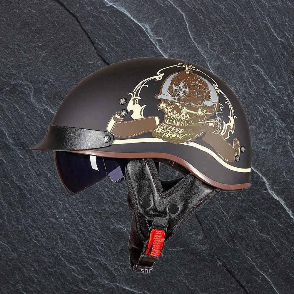 GXT-casco de motocicleta de media cara, carcasa de ABS auténtica, Vintage, de fibra de vidrio, Chopper, Retro, Scooter, Moto, DOT