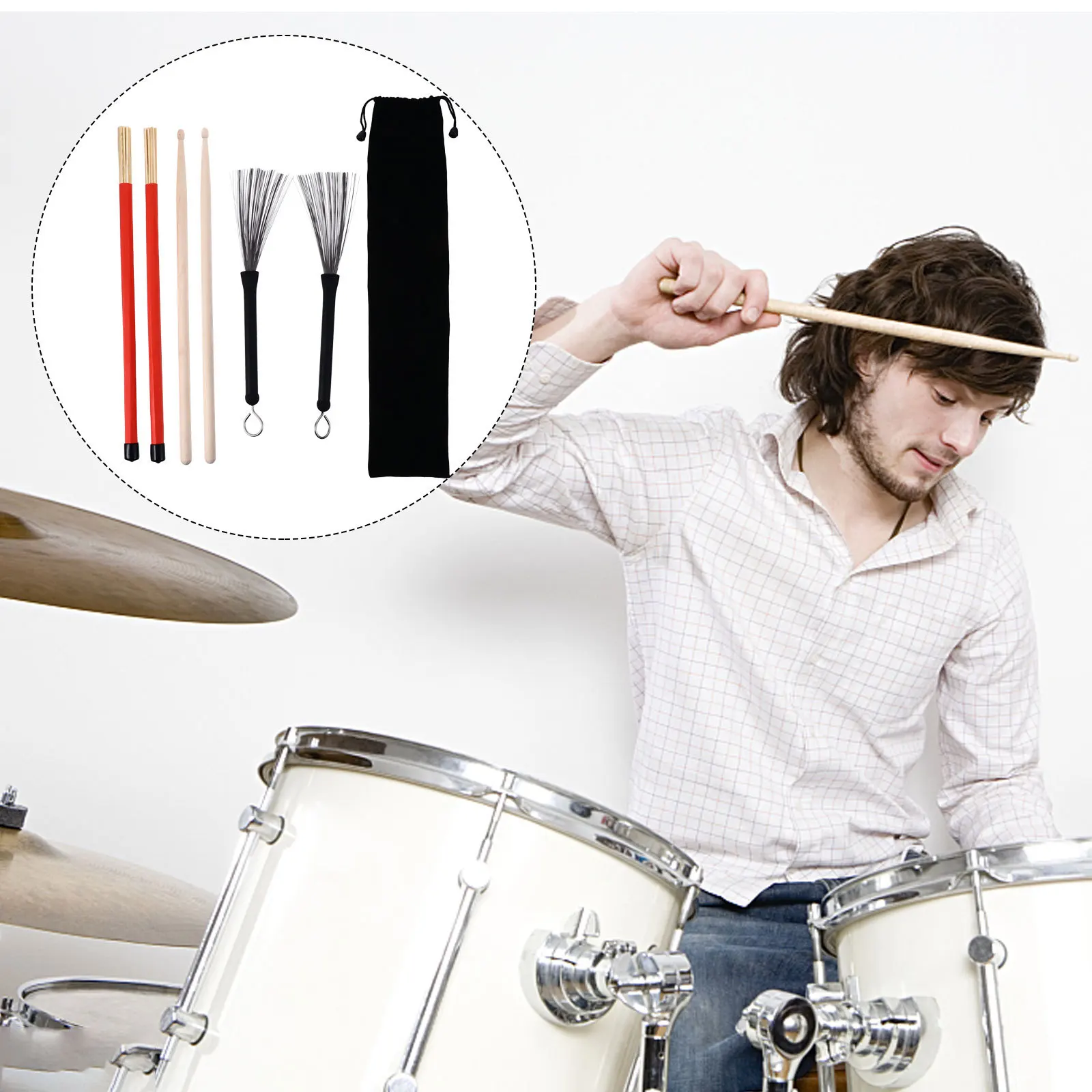 

Percussion Instrument Accessories Drumsticks with Grip for Electronic Steel Wire